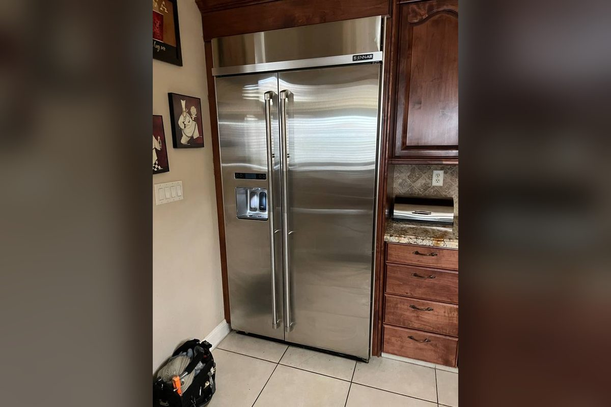 JennAir built-in side-by-side refrigerator at a repair call by Washer Repair Anaheim, CA
