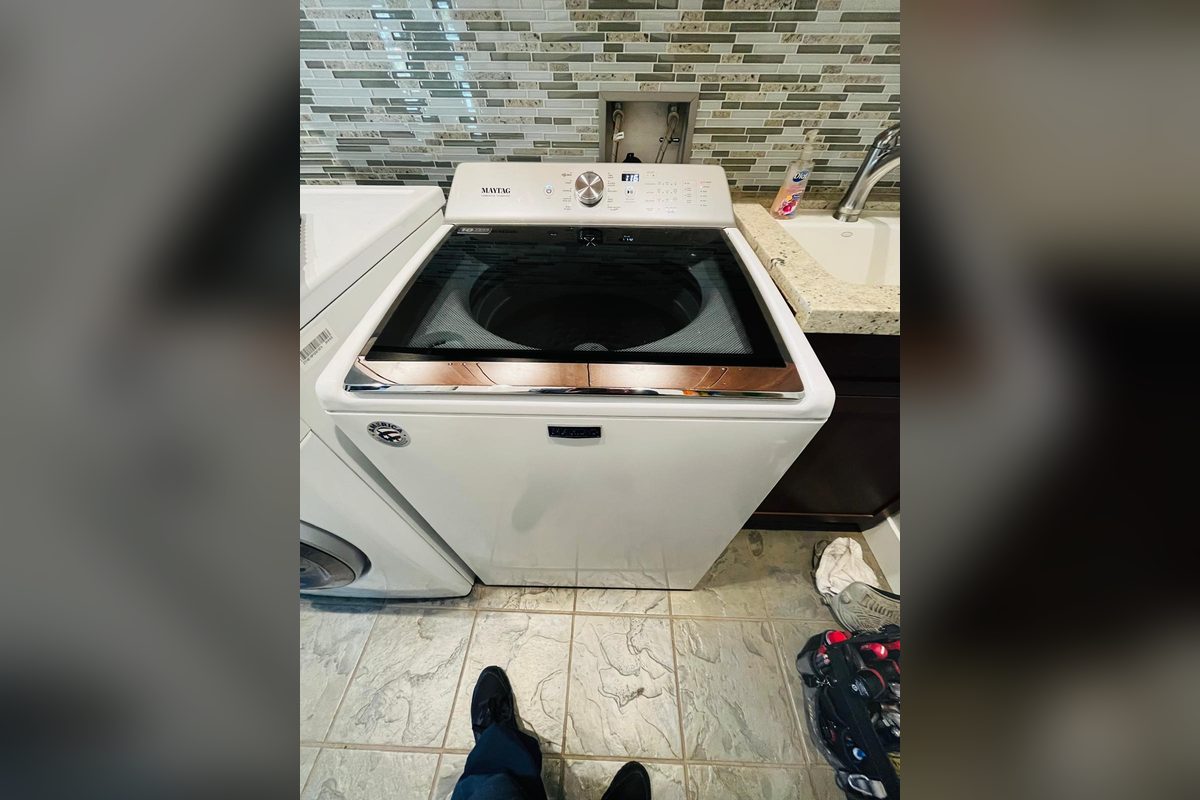 Maytag top-load washer at a repair call by Washer Repair Anaheim, CA